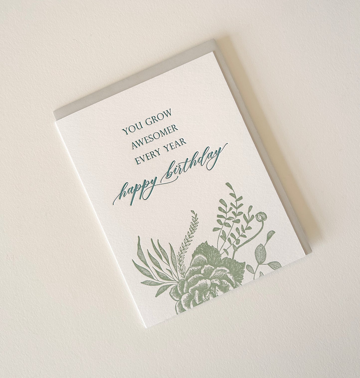 You Grow Awesomer Every Year Letterpress Greeting Card