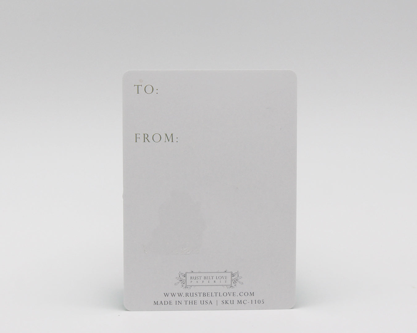 The back of minicard sample that says "To:" and "From:"