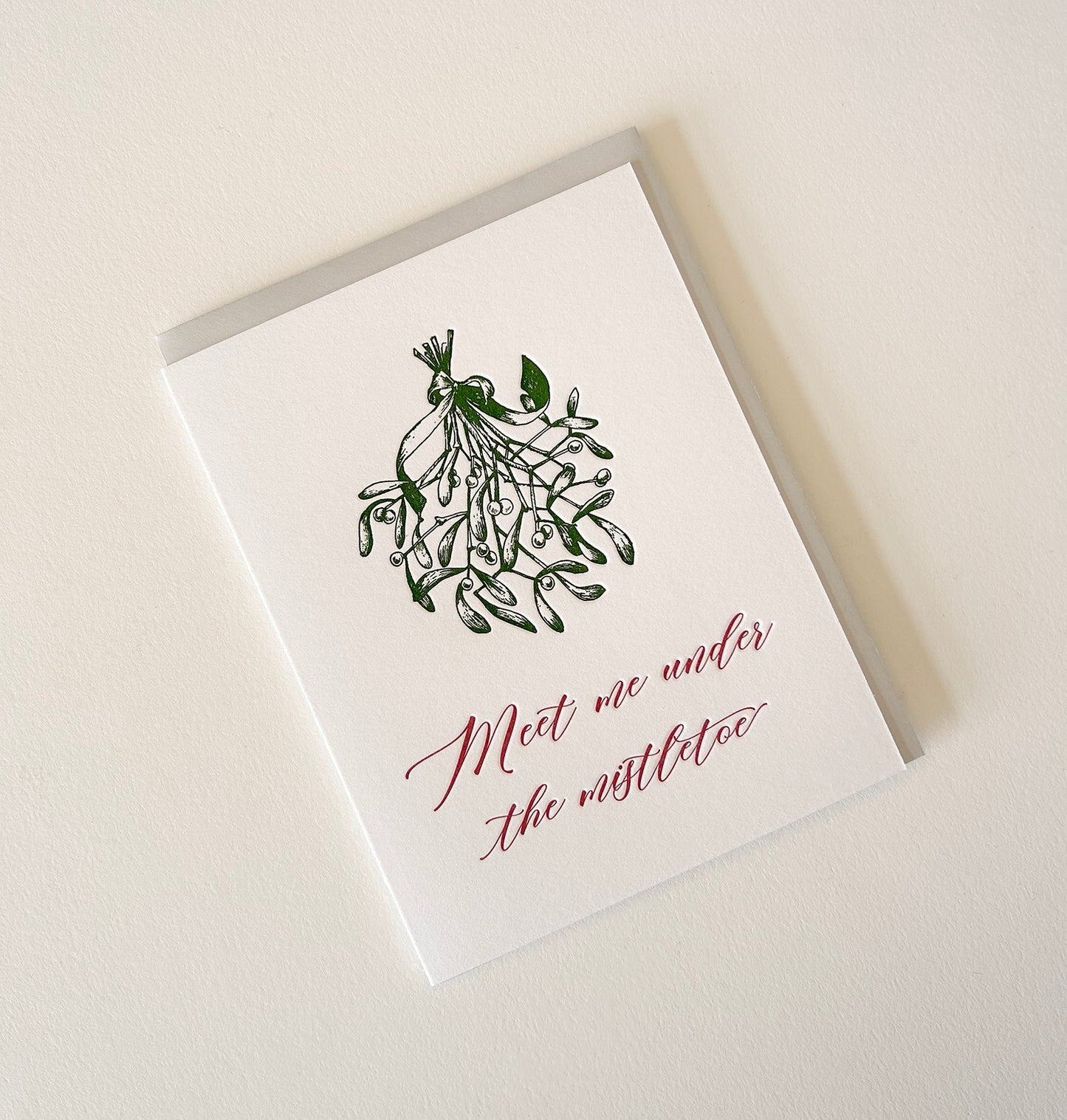 Meet Me Under the Mistletoe Holiday Letterpress Greeting Card