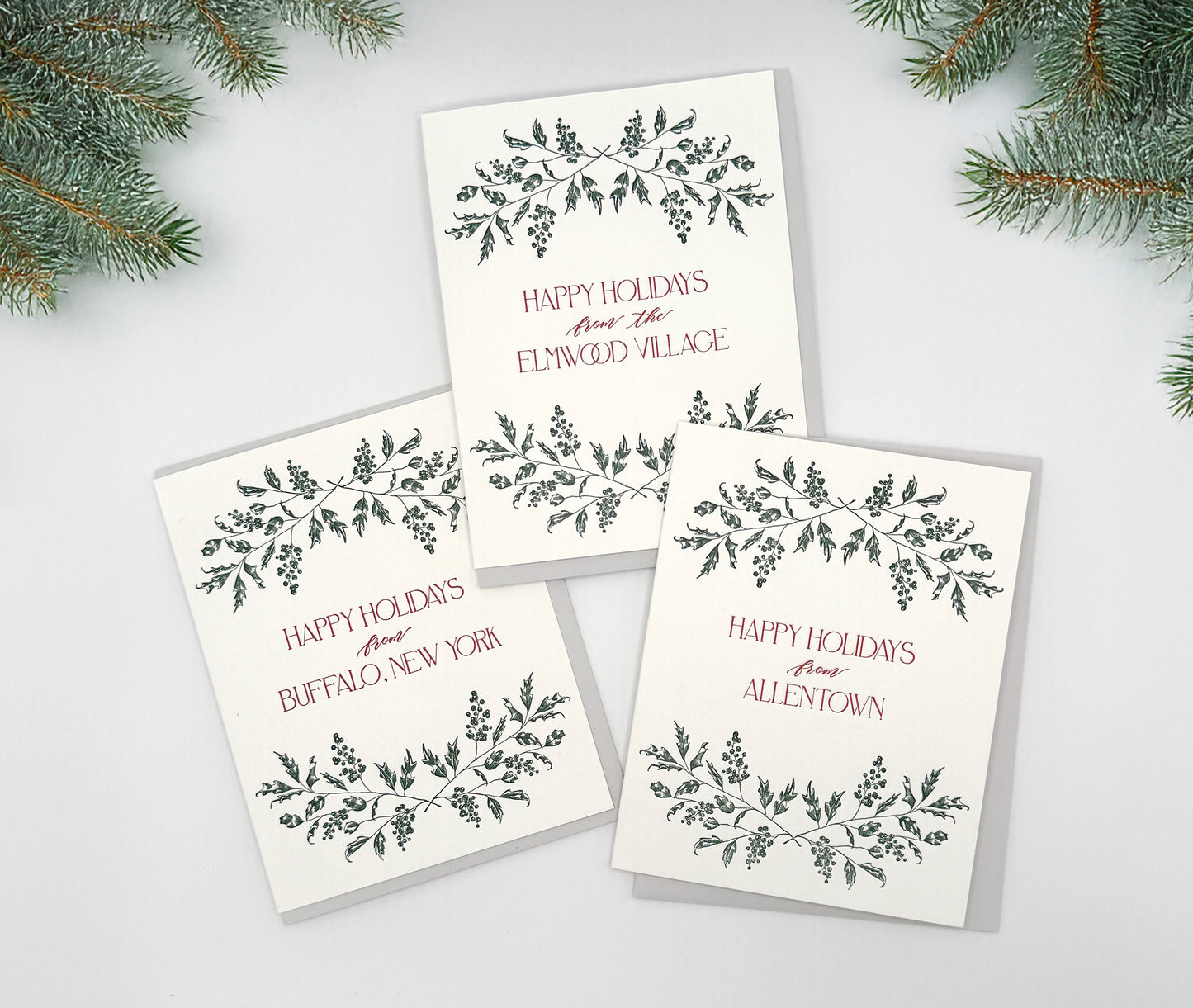 Happy Holidays from Buffalo, New York Letterpress Greeting Card