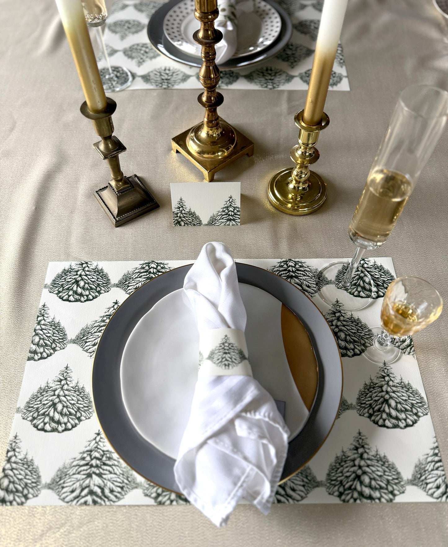 Holiday Forest Place Cards- Double-sided Table Tents (Set of 12)