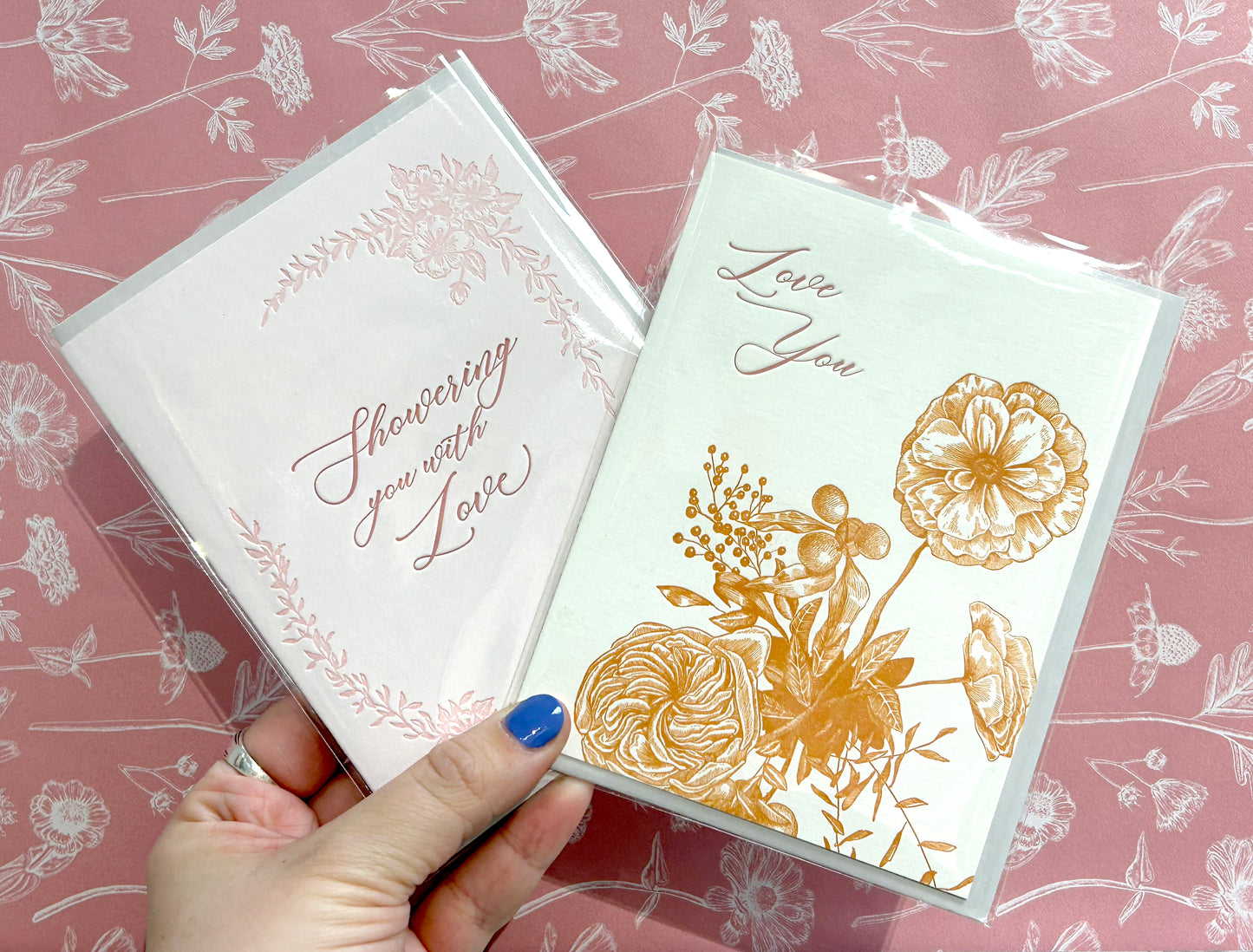 Letterpress love cards with florals from Rust Belt Love