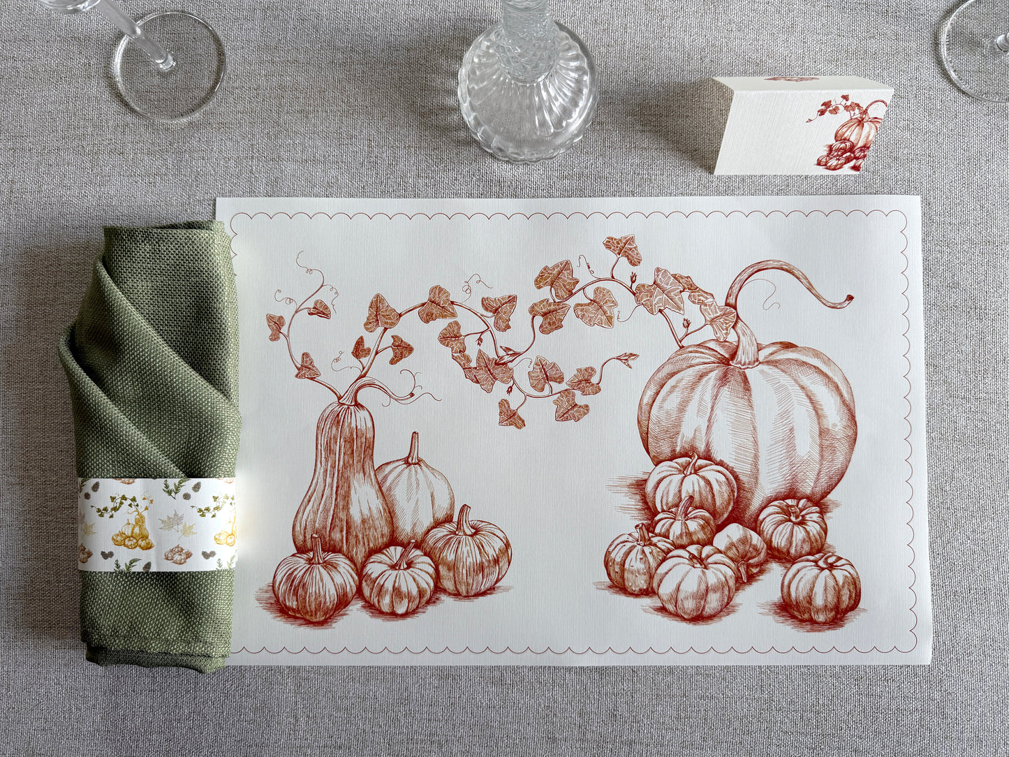 Pumpkins & Squash Place Cards – Double-sided Table Tents (Set of 12)