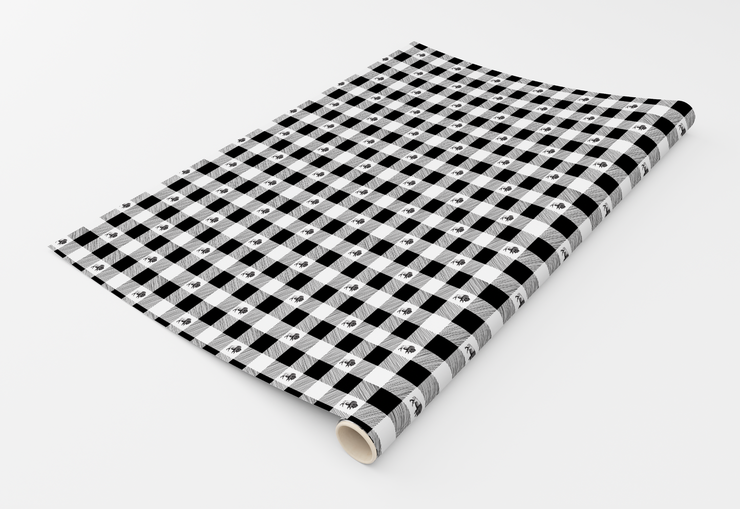 White Buffalo Plaid Wrapping Paper