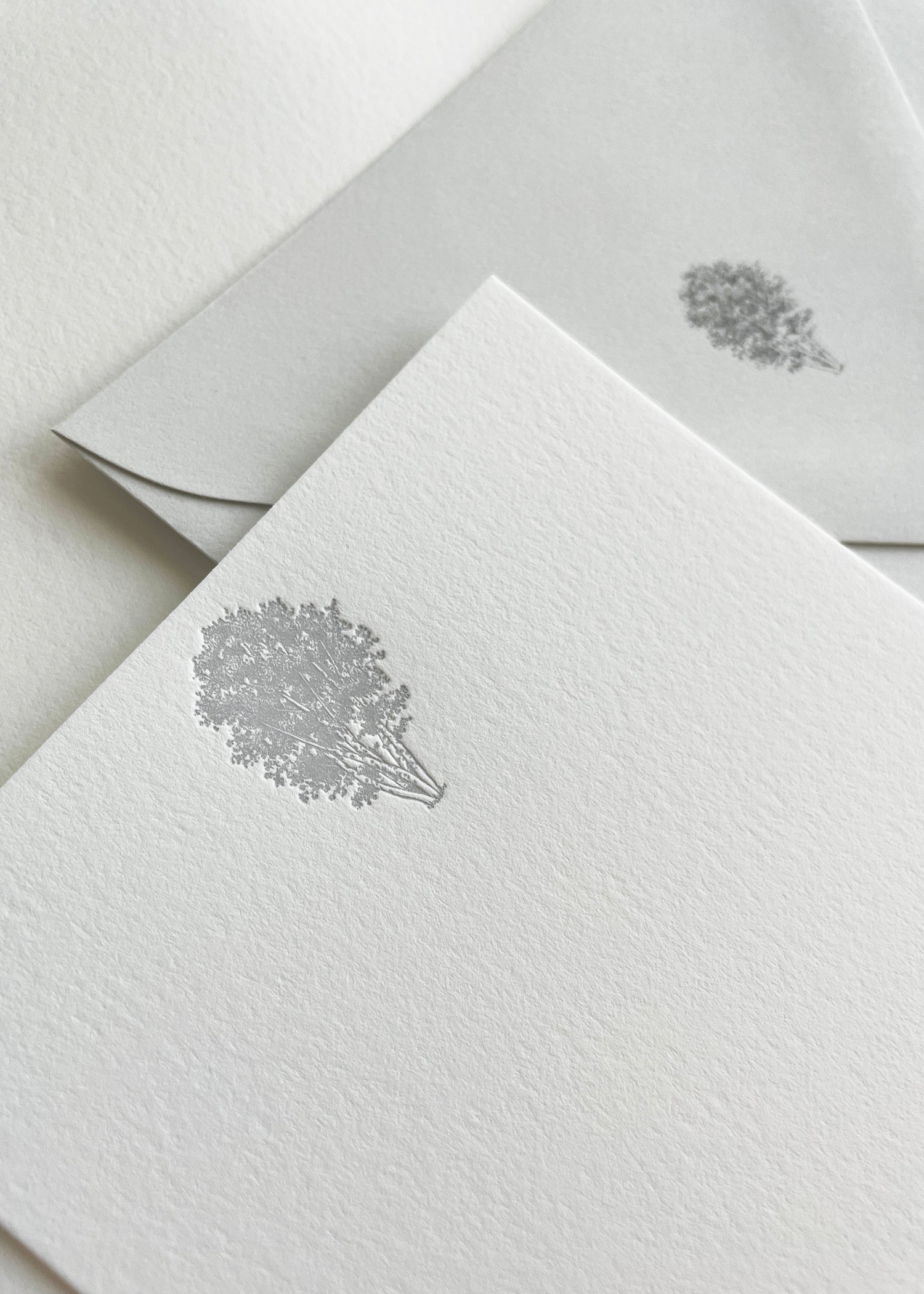 Letterpress flat note card with a grey birch tree by Rust Belt Love