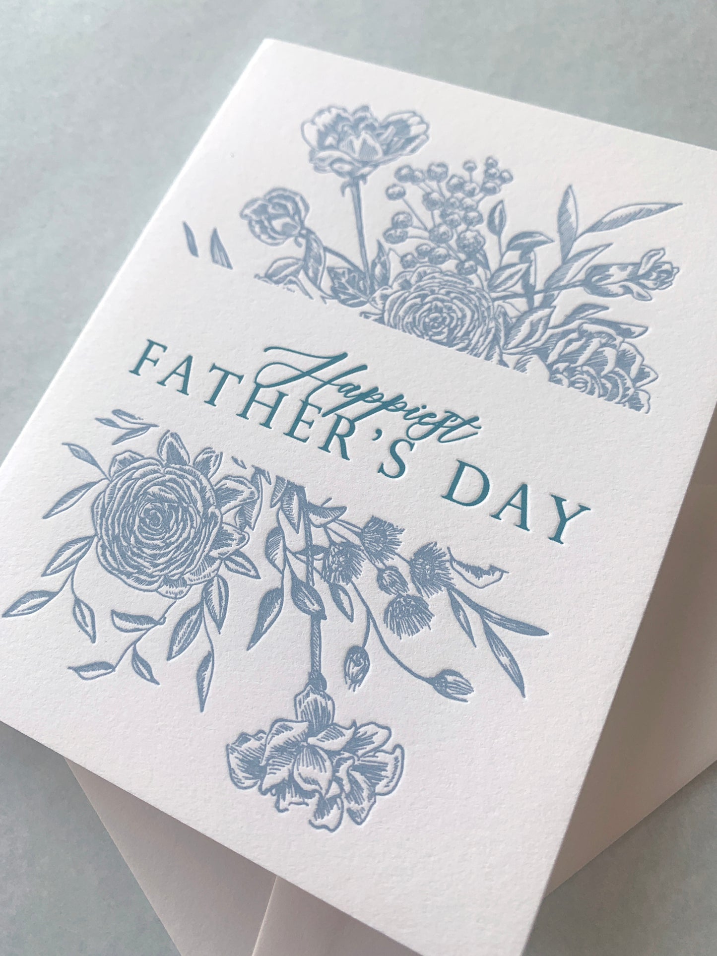 Letterpress father's day card with florals that says "Happy Father's Day" by Rust Belt Love