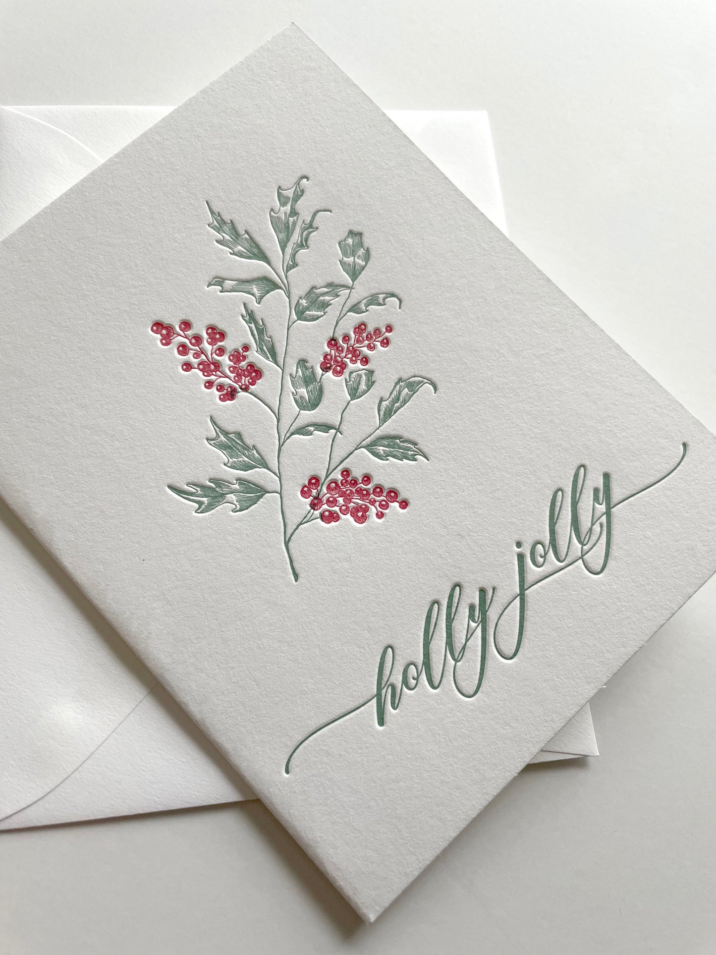 Rust Belt Love letterpress card that reads holly jolly