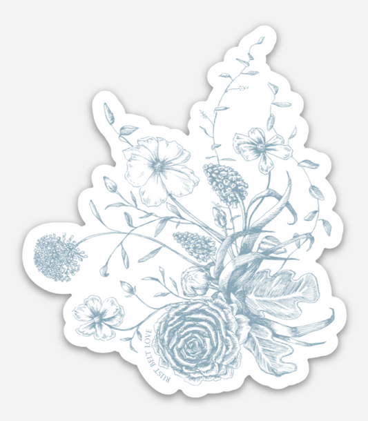 Dusty blue floral sticker by Rust Belt Love