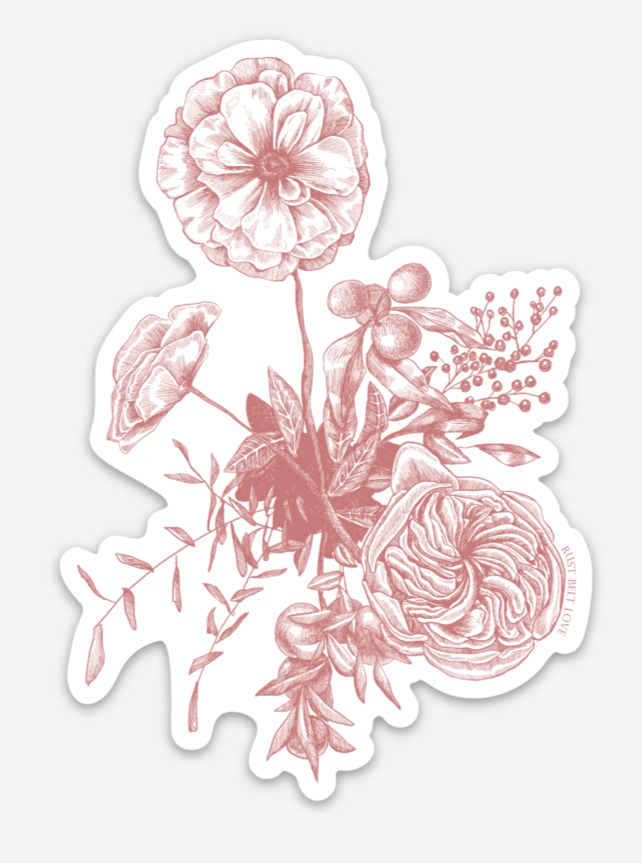 Pink Coral Floral Sticker – Rust Belt Love
