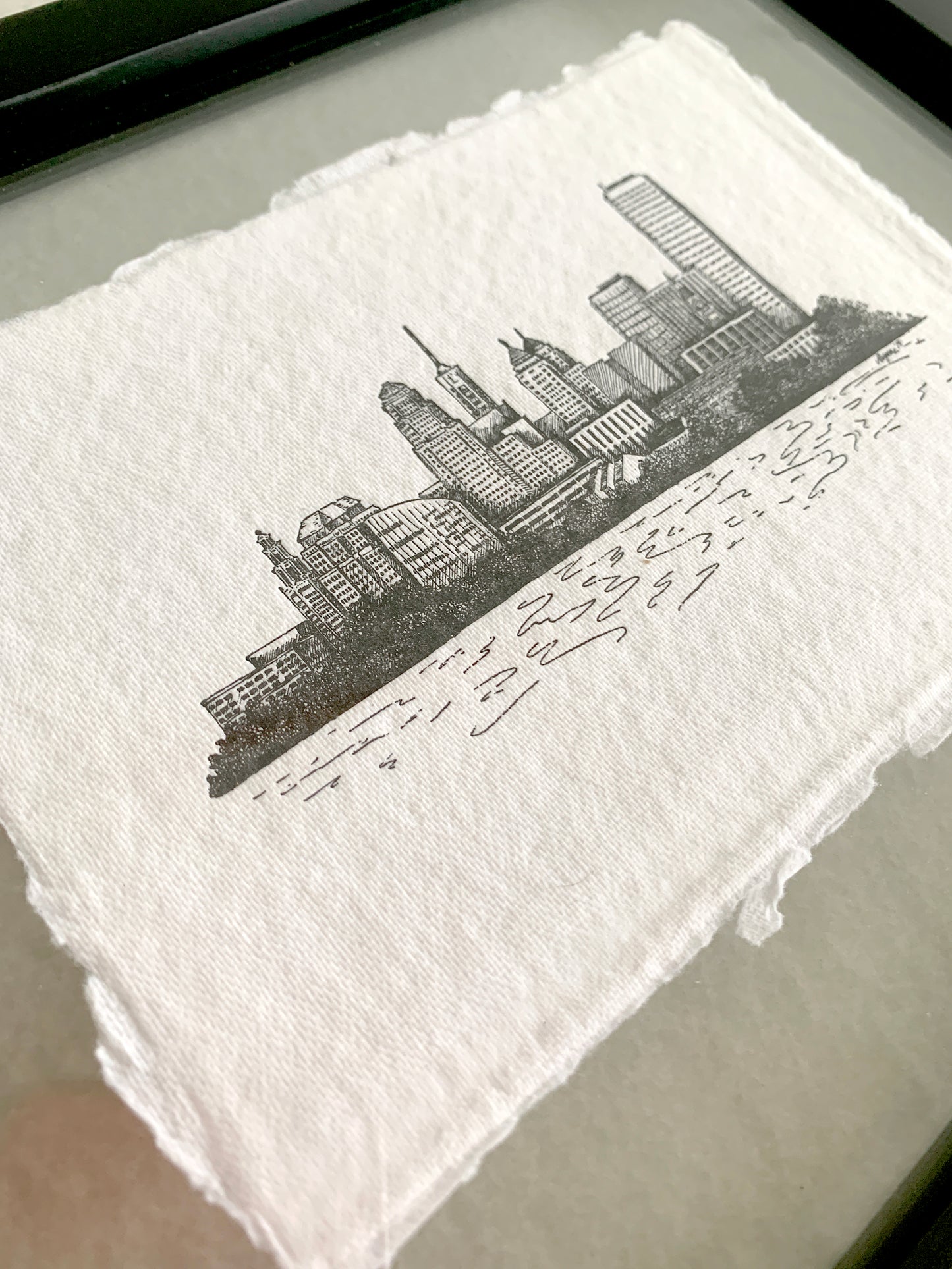Framed Letterpress Print of Buffalo, NY Skyline Illustration