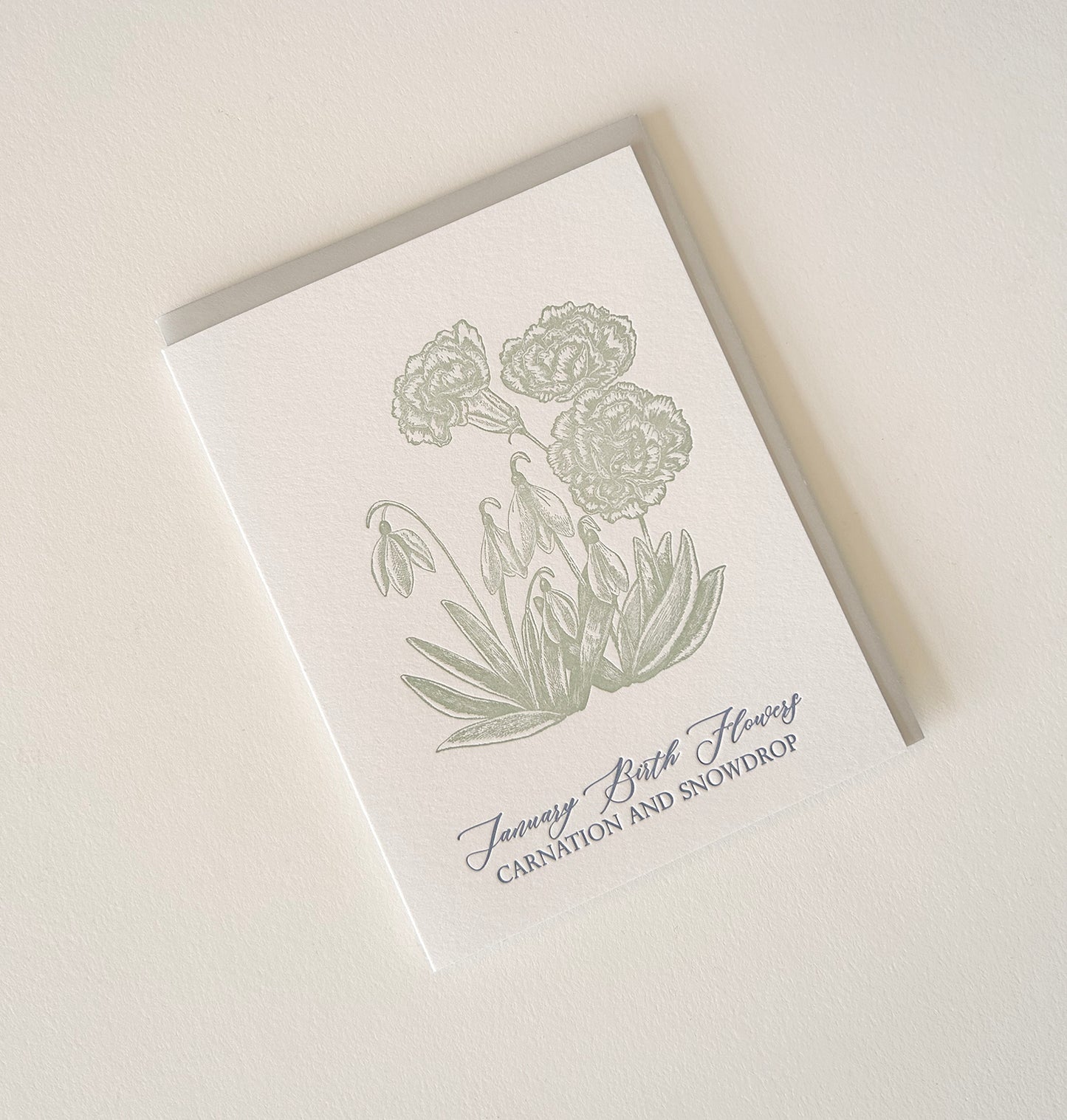 January Birth Flowers Letterpress Card