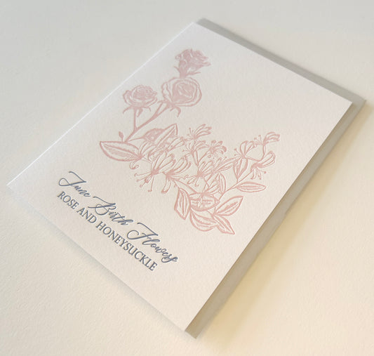June Birth Flowers Letterpress Card