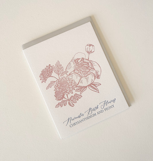 November Birth Flowers Letterpress Card