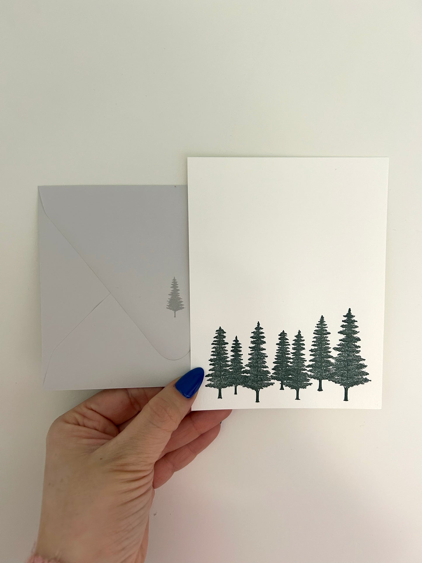Letterpress note card with green evergreens on it by Rust Belt LoveLetterpress note card with green evergreens on it by Rust Belt Love