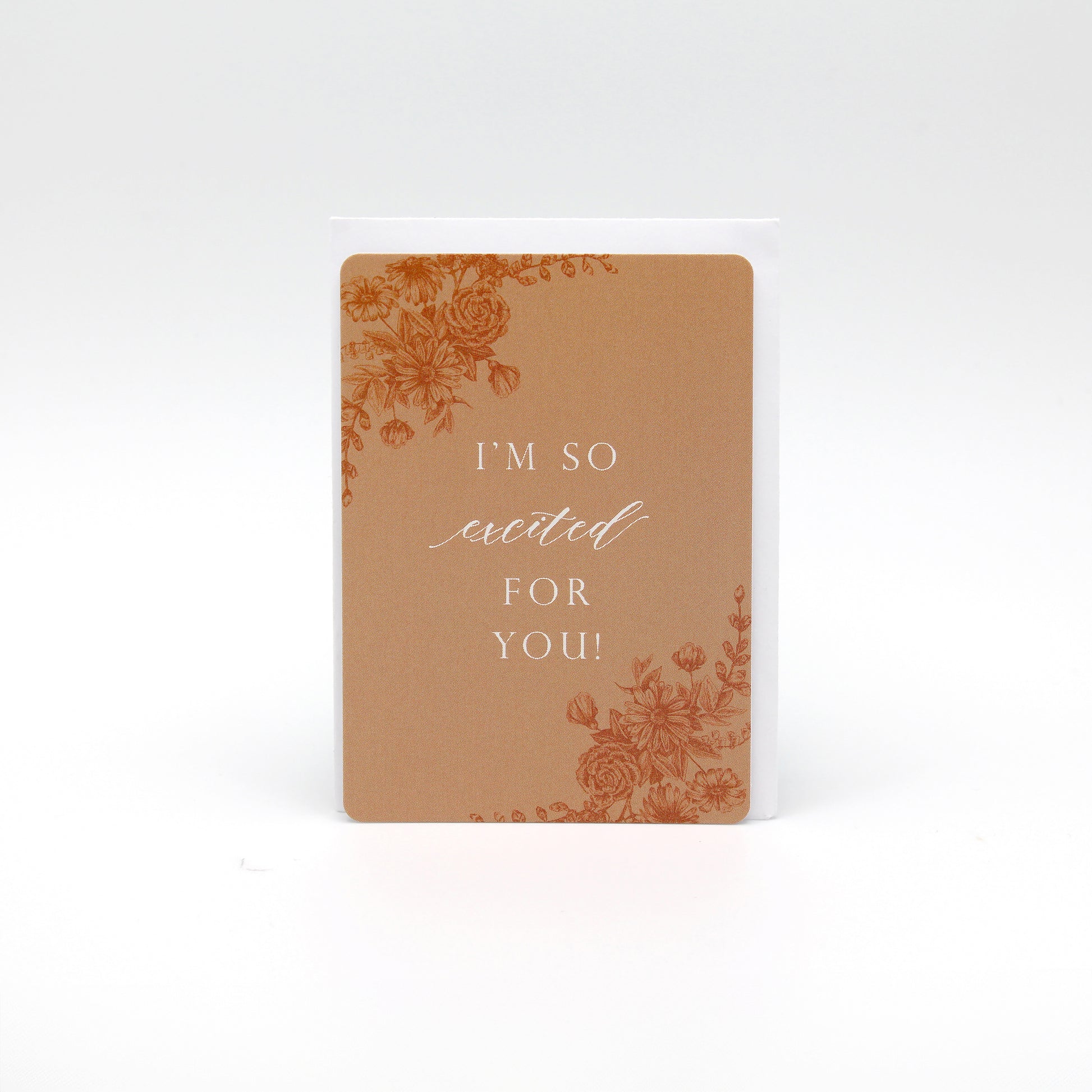Orange floral minicards that reads "I'm so excited for you!" by Rust Belt Love