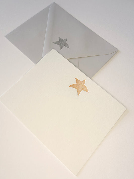 Letterpress flat note card with an orange starfish by Rust Belt Love
