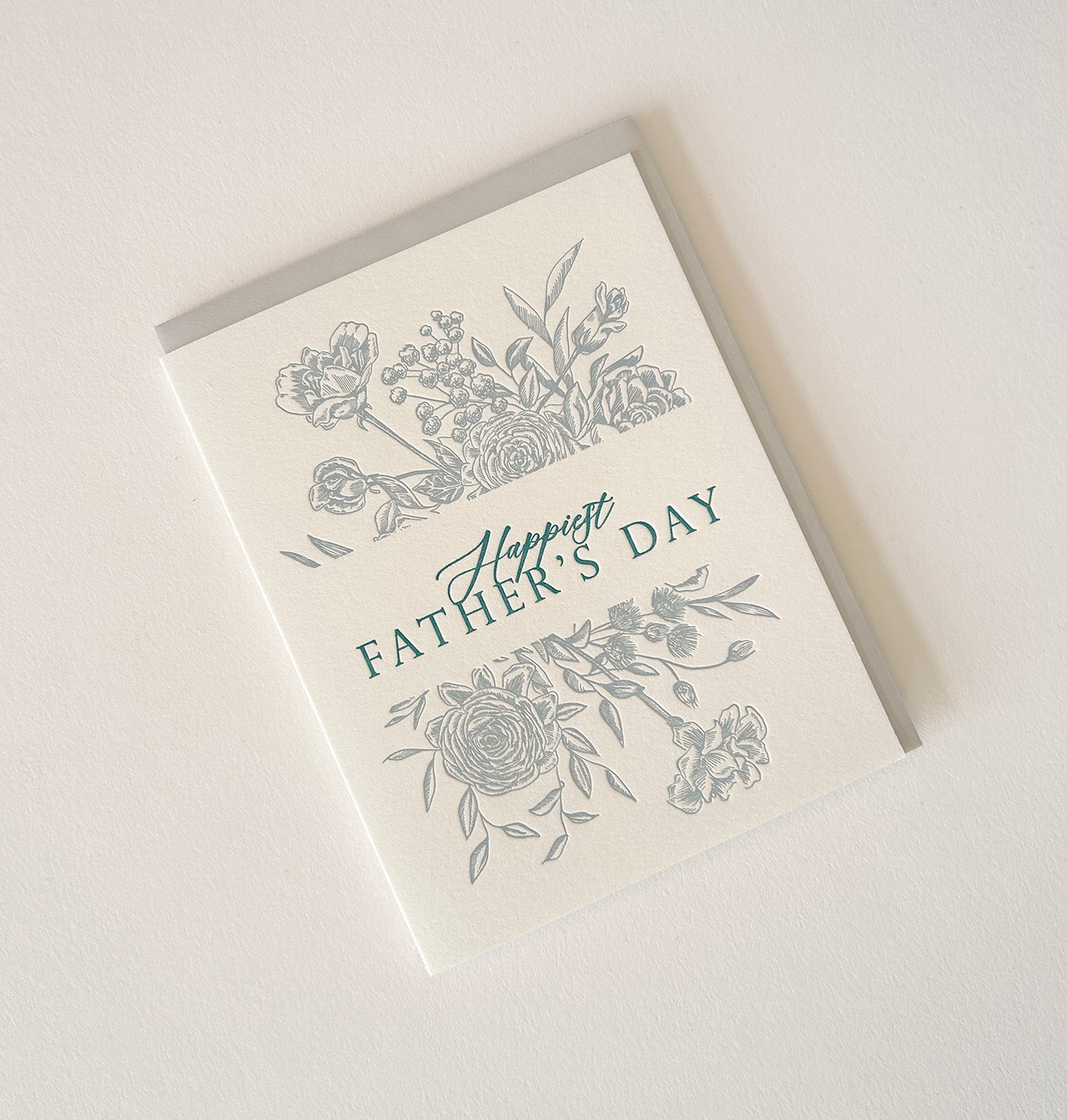 Letterpress father's day card with florals that says "Happy Father's Day" by Rust Belt Love