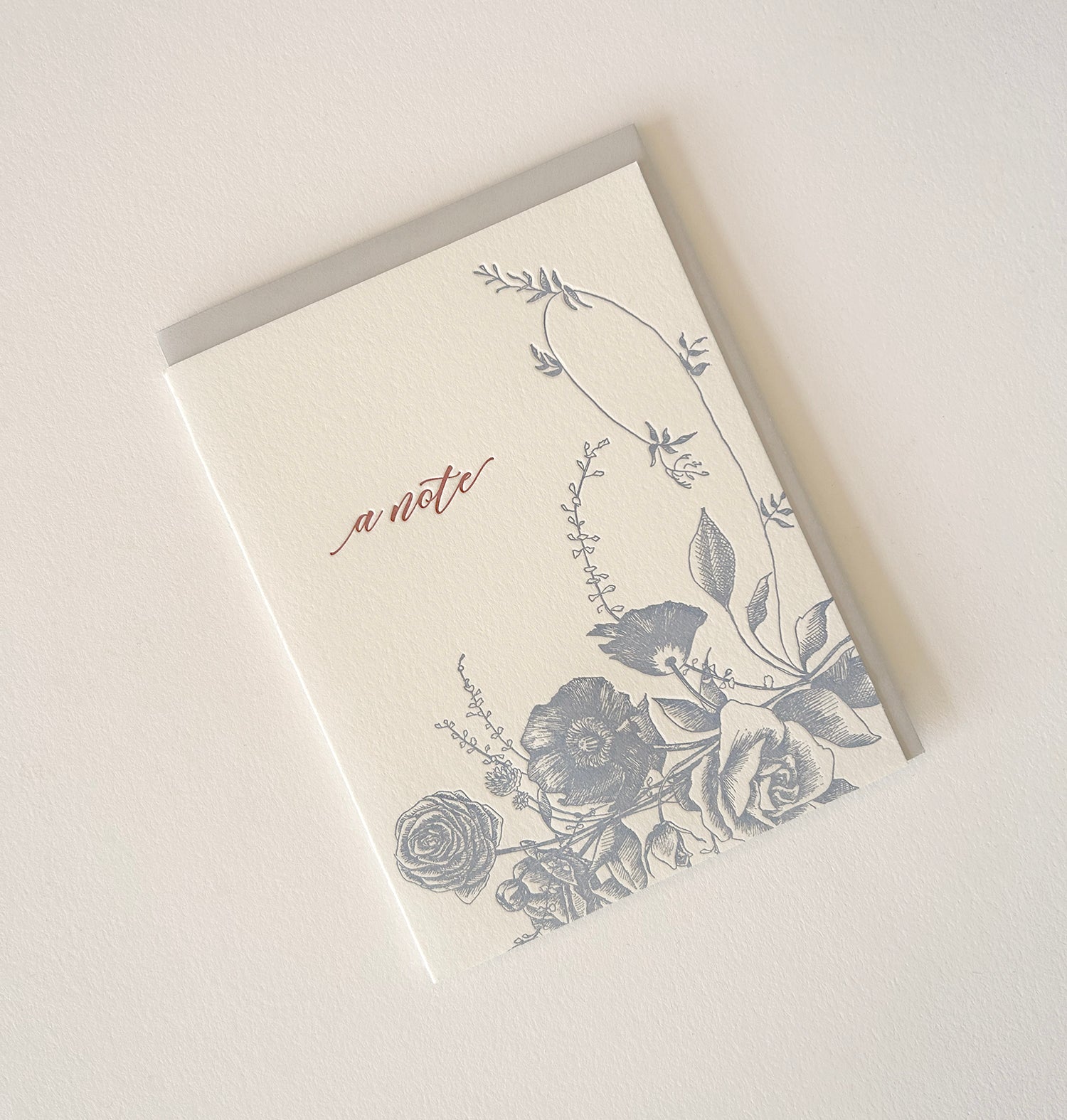 Letterpress card with florals that says " A Note" by Rust Belt Love