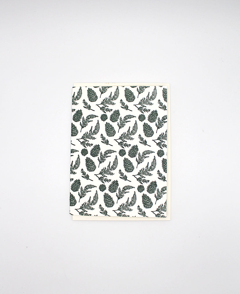 Letterpress green pinecone small card by Rust Belt Love