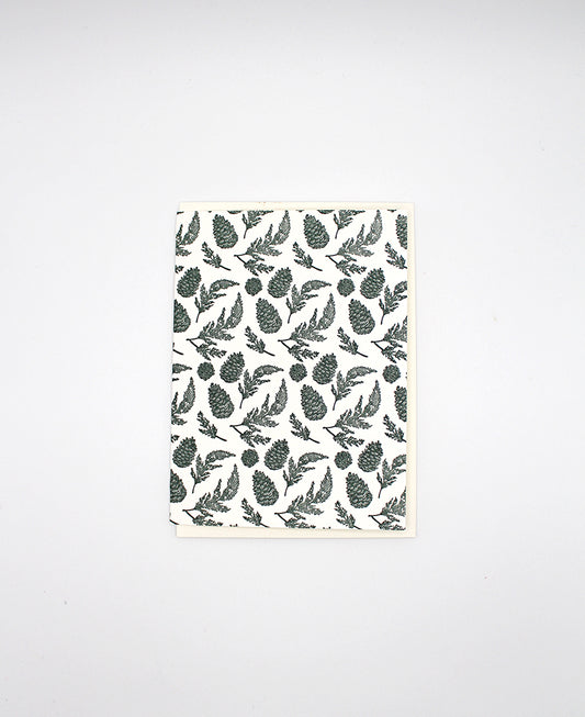 Letterpress green pinecone small card by Rust Belt Love