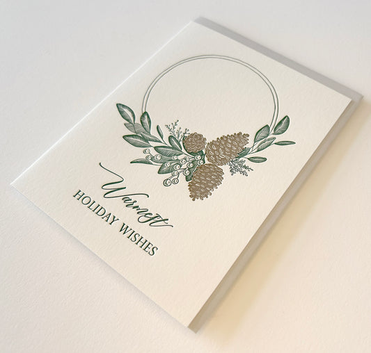 Warmest Holiday Wishes Letterpress Greeting Card