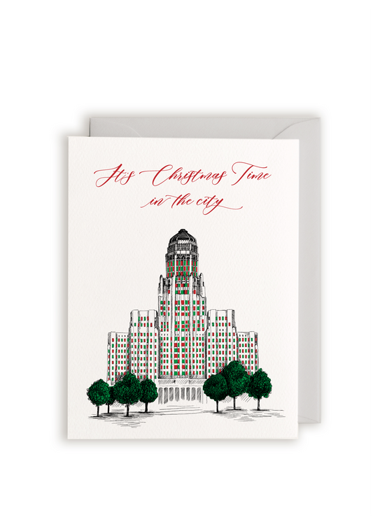 Christmas City Hall Holiday Greeting Card