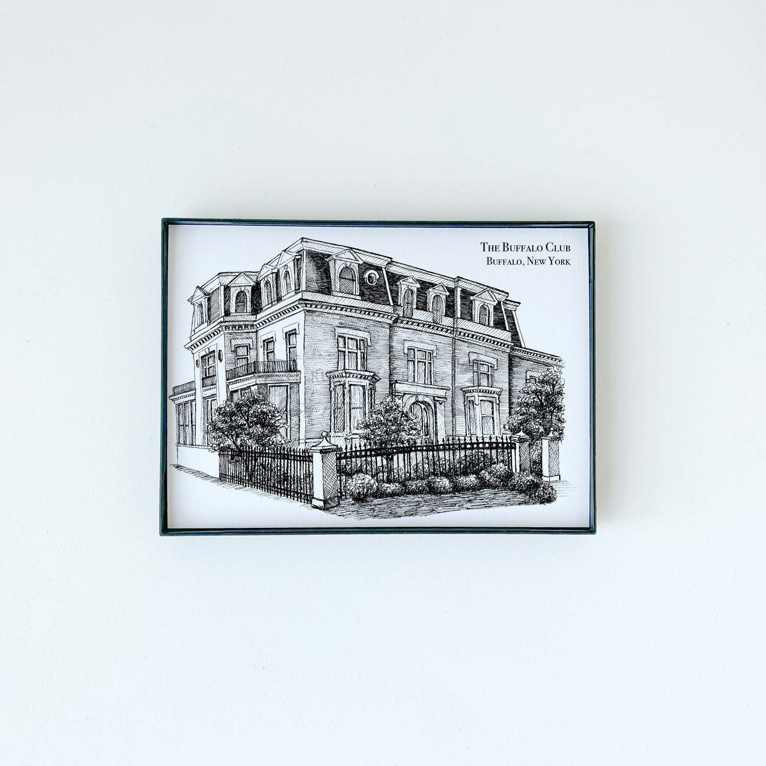 The Buffalo Club illustration in black ink on white paper by Rust Belt Love