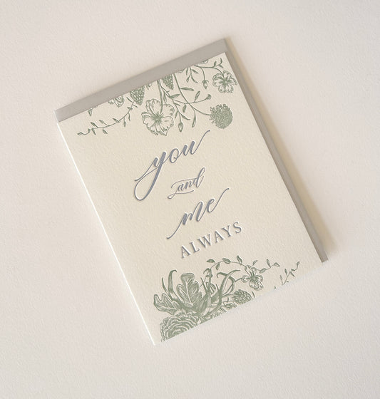 You and Me Always Letterpress Greeting Card