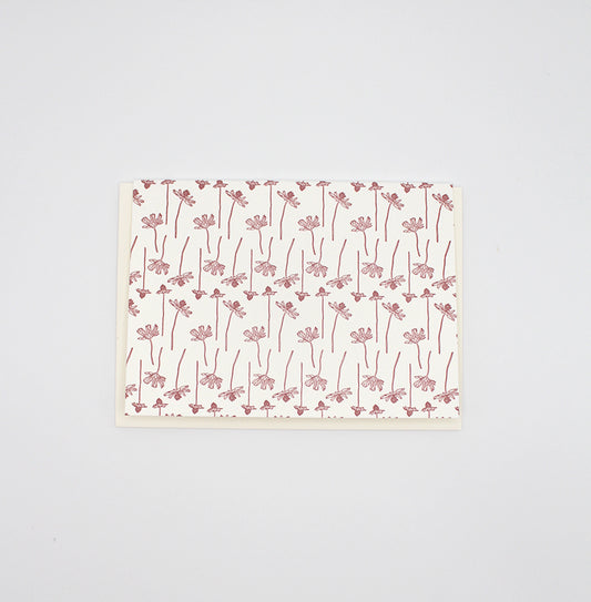 Letterpress linear floral pattern small note card by Rust Belt Love