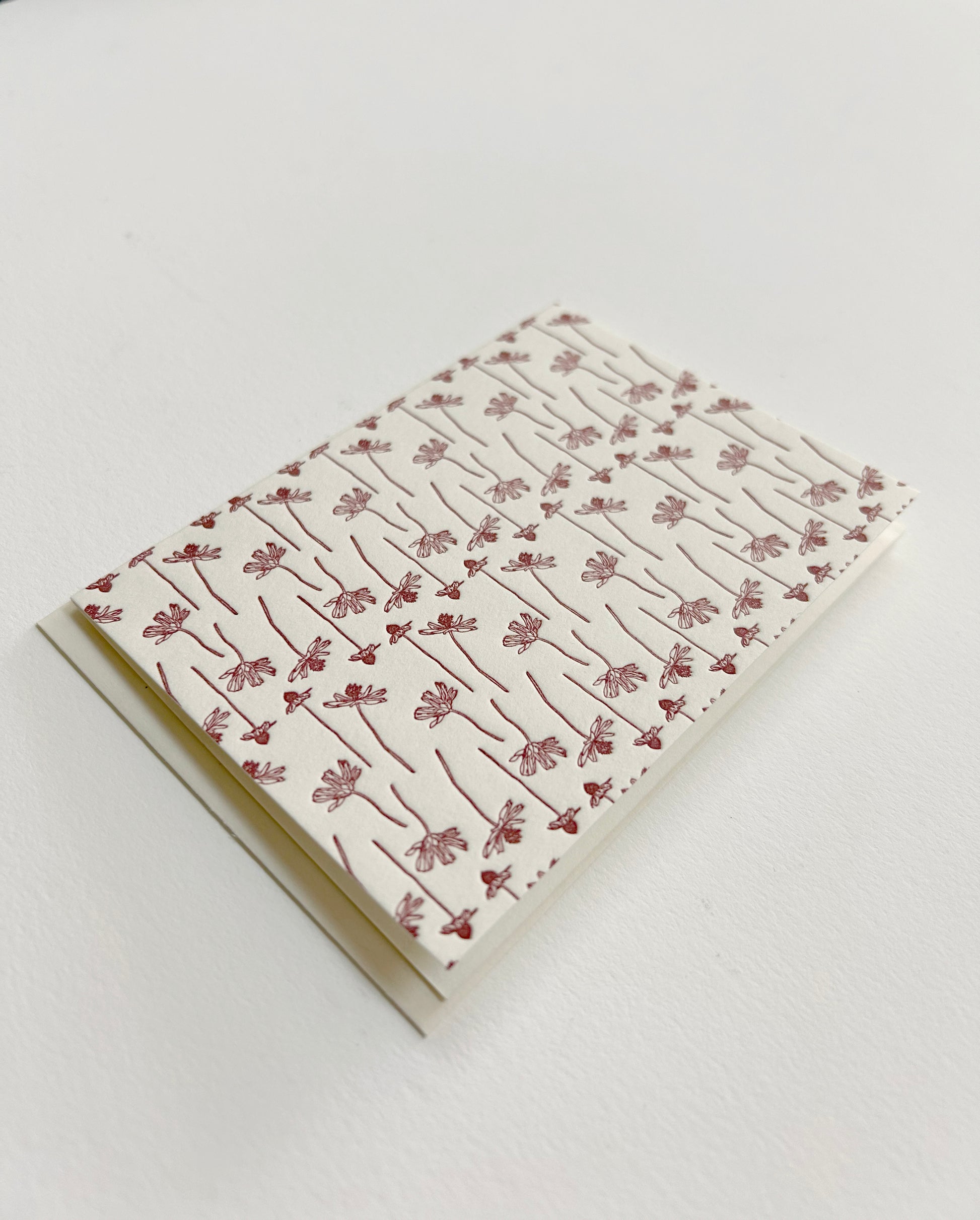 Letterpress linear floral pattern small note card by Rust Belt Love