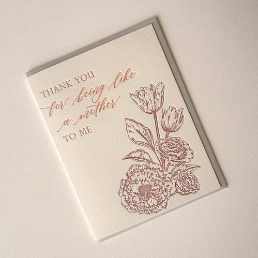 Thank You For Being Like A Mother To Me Letterpress Greeting Card