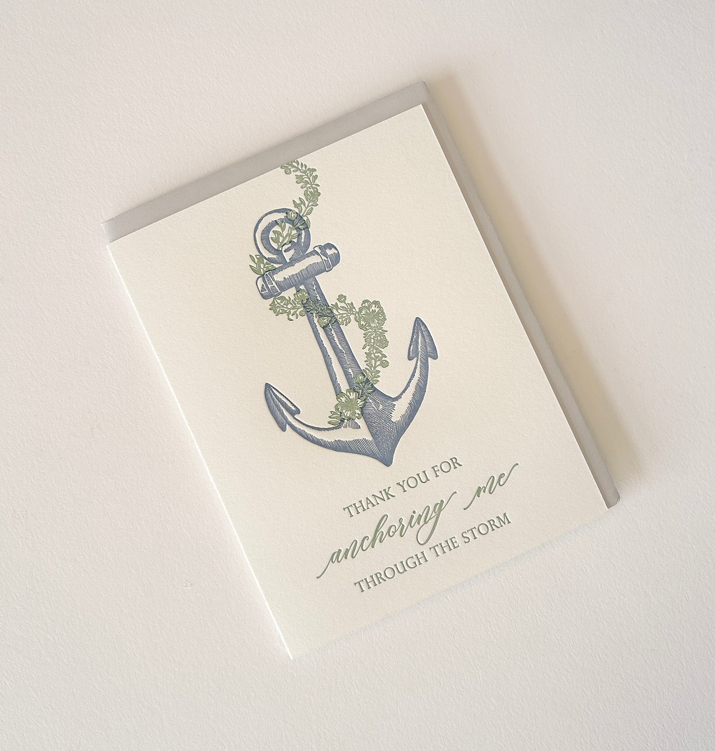 Thank You For Anchoring Me Through The Storm Letterpress Greeting Card