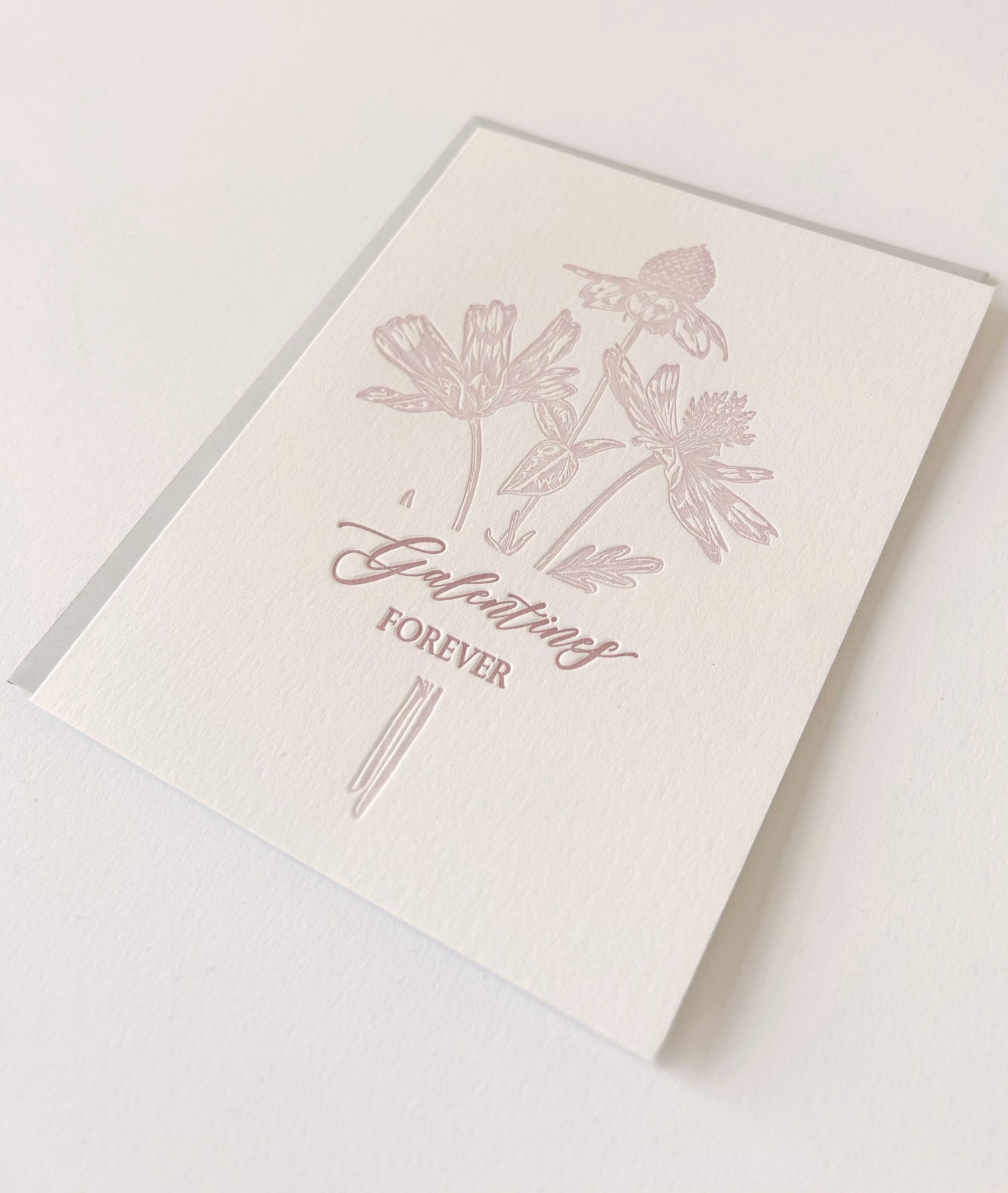 Letterpress love card with florals that says "Galentine's Forever" by Rust Belt Love