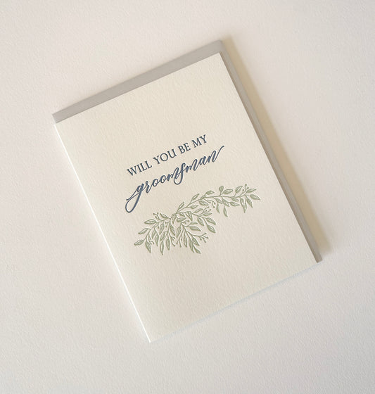 Be My Groomsman Letterpress Greeting Card