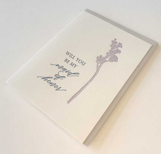 Be My Maid of Honor Letterpress Greeting Card