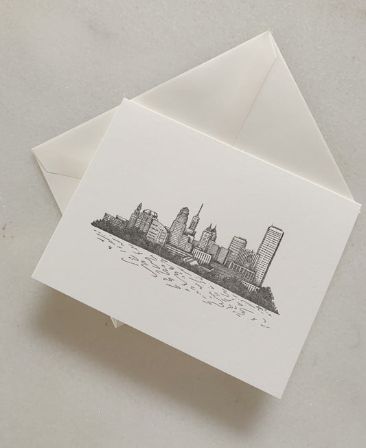 Buffalo New York skyline letterpress card