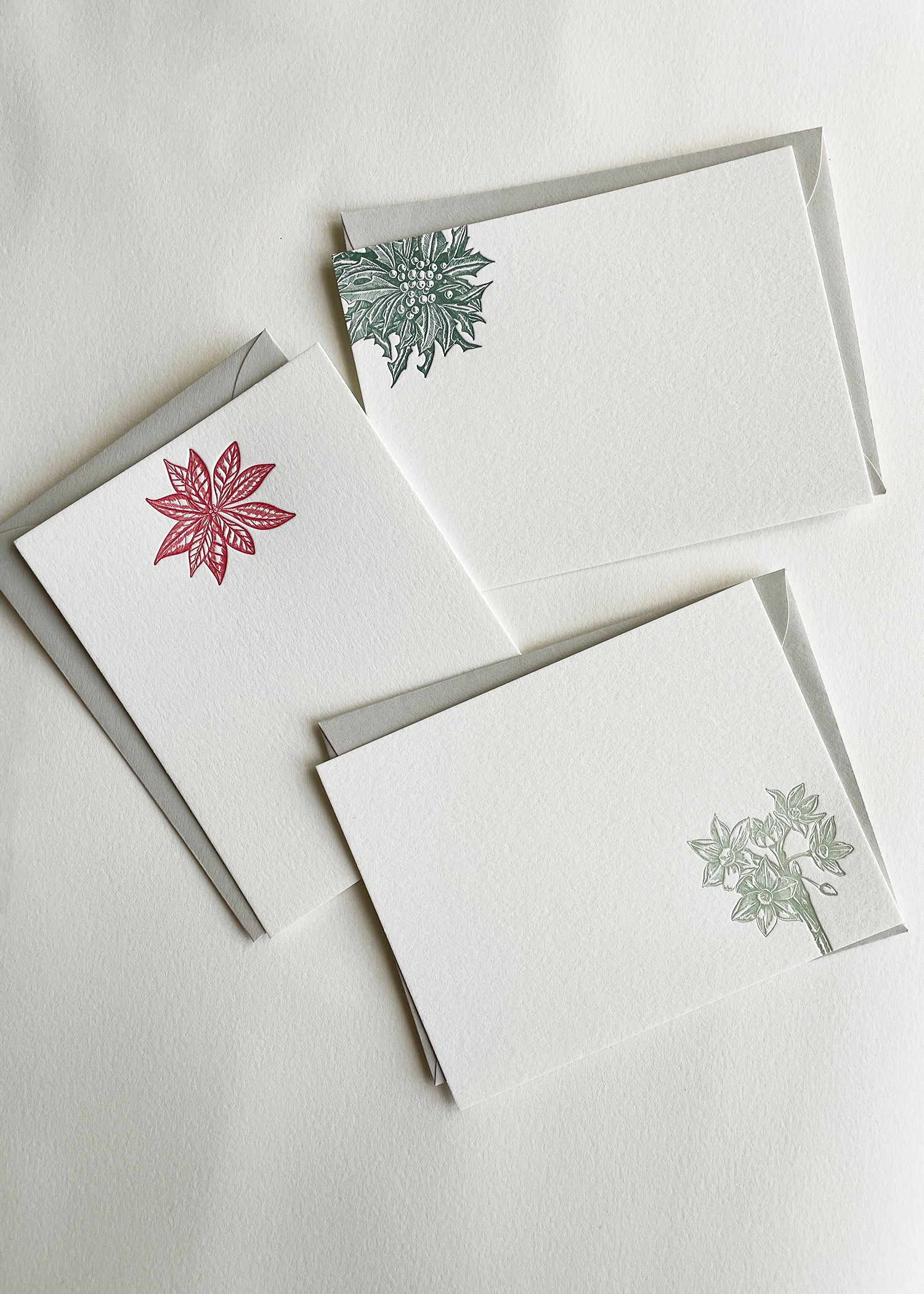 A variety of letterpress holiday flat note cards by Rust Belt Love