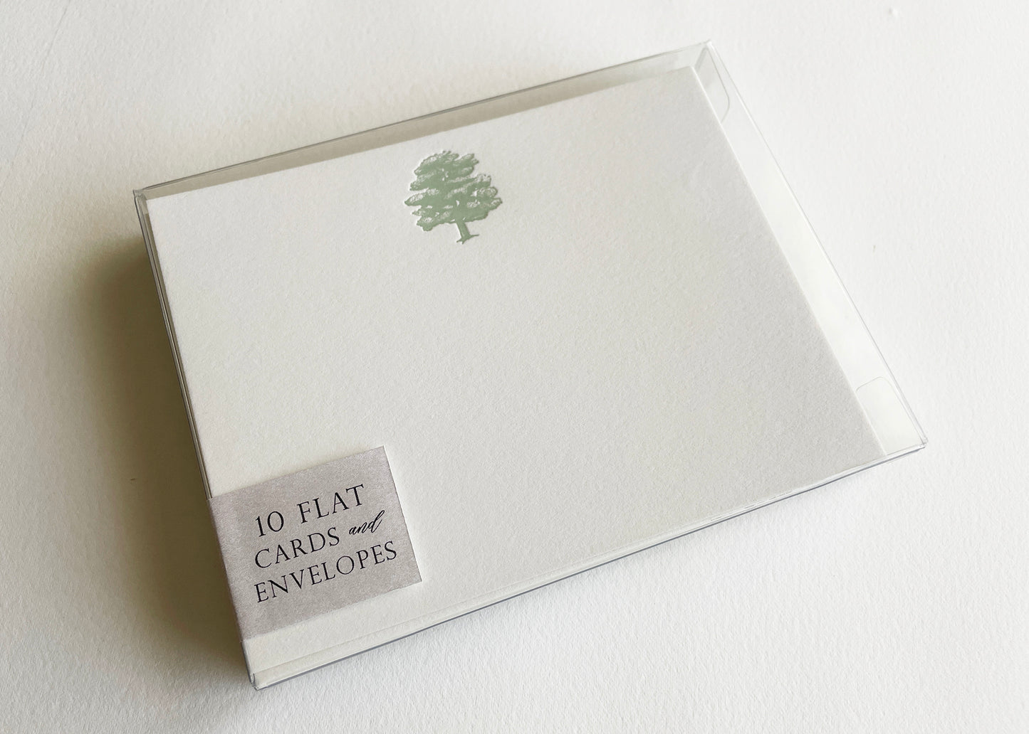 Letterpress flat note card with a green oak tree by Rust Belt Love