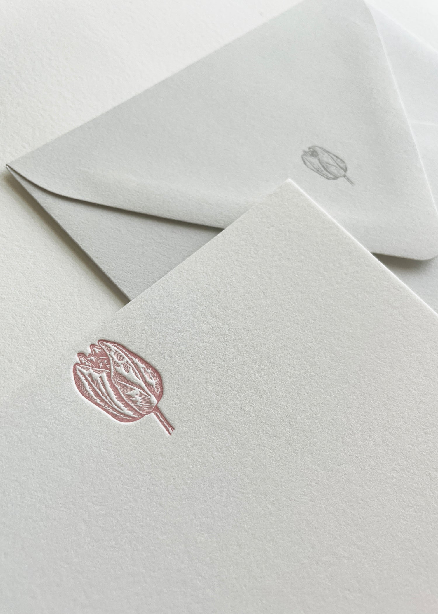 Letterpress flat note card with a red rose by Rust Belt Love
