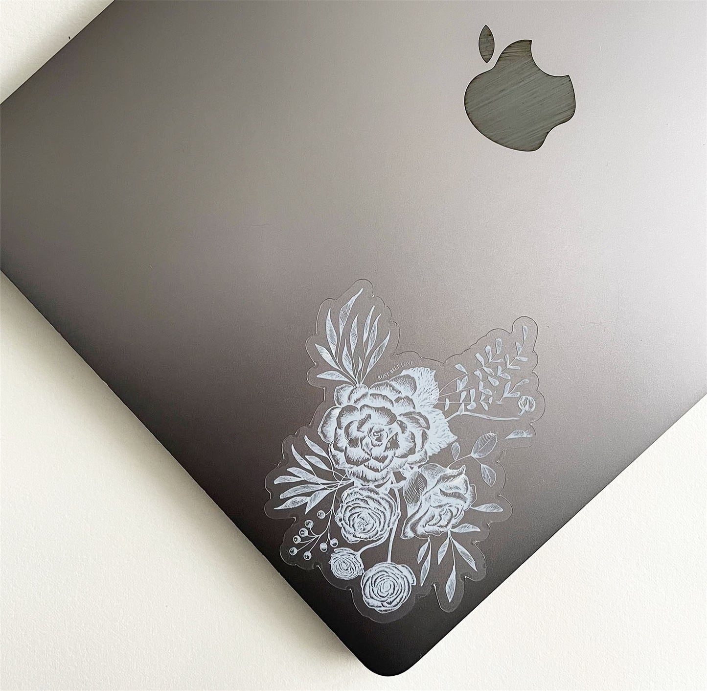 White floral sticker with clear background by Rust Belt Love