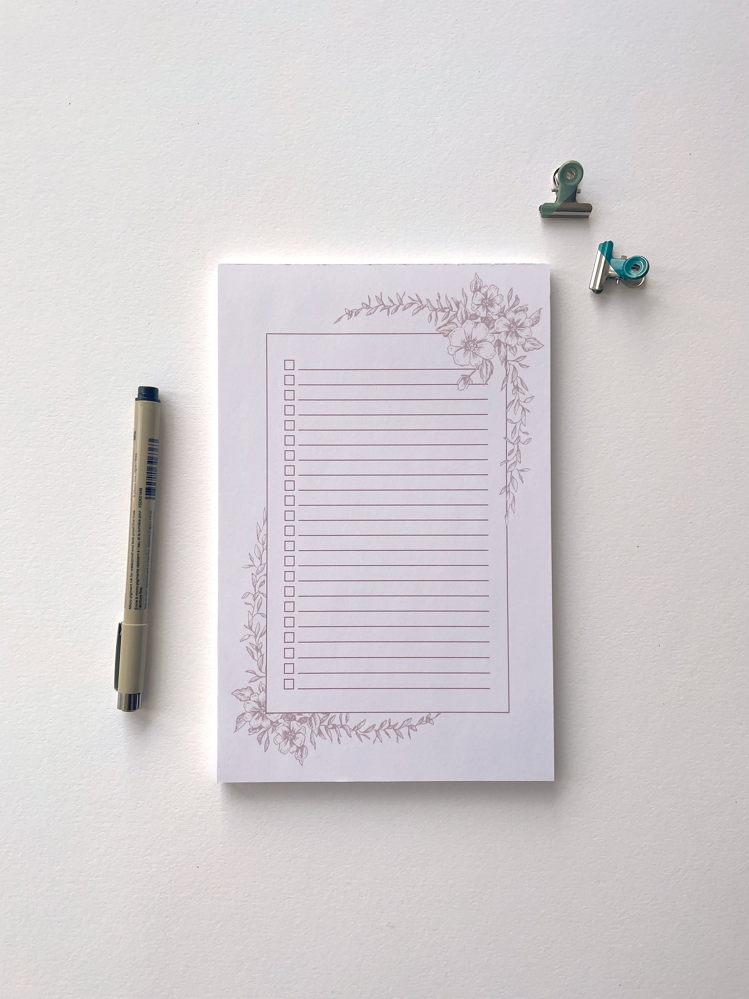 5.5 by 8.5 notepad with lined sheets with dusty rose florals  by Rust Belt Love