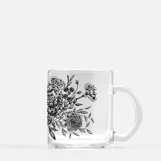 Larger Floral Pattern Glass Mug