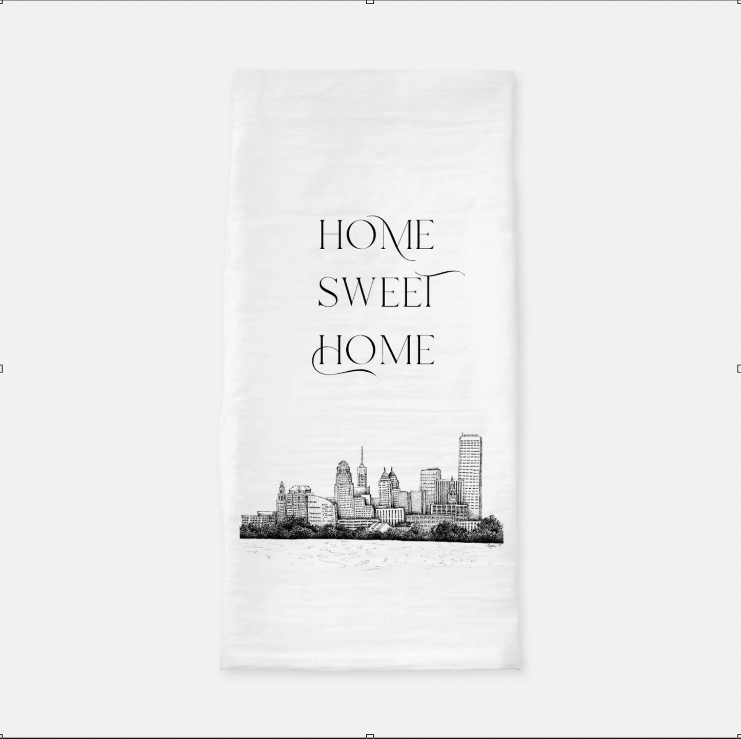 Home Sweet Home Tea Towel Buffalo NY Skyline Rust belt love