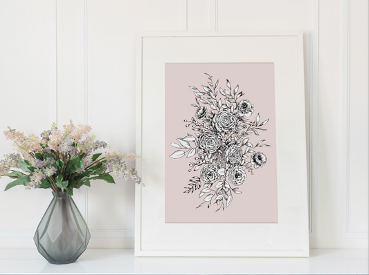 Digital blush floral print by Rust Belt Love
