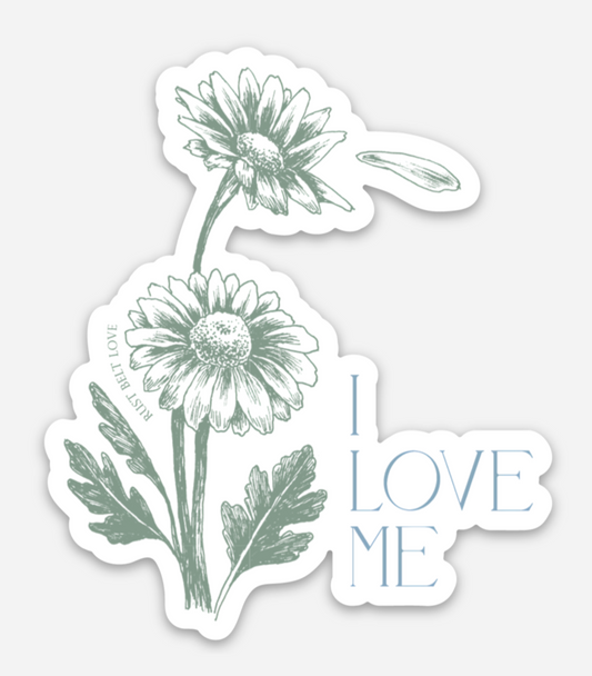 I Love Me Floral Sticker