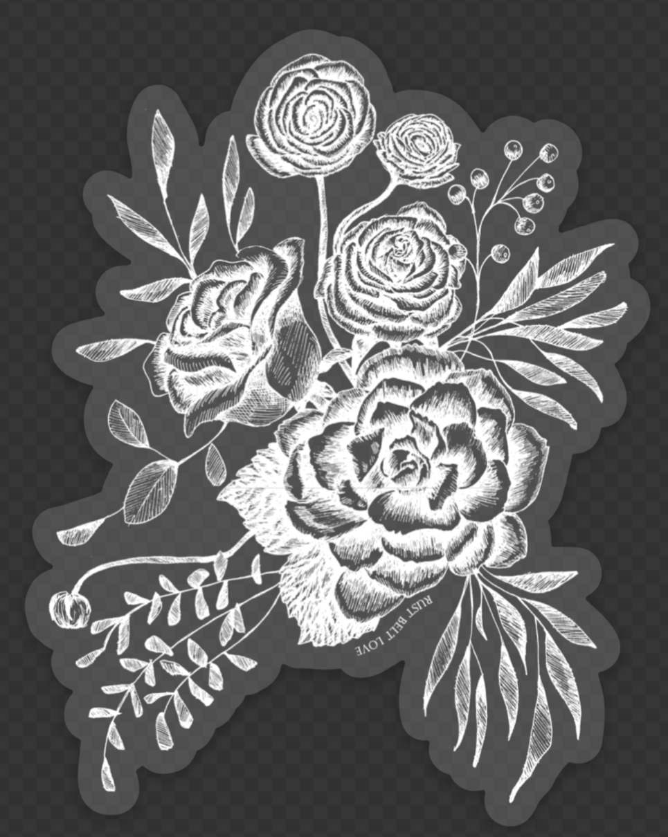 White Floral Sticker with Clear Background