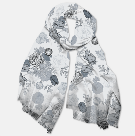 Blue floral pashmina scarf by Rust Belt Love