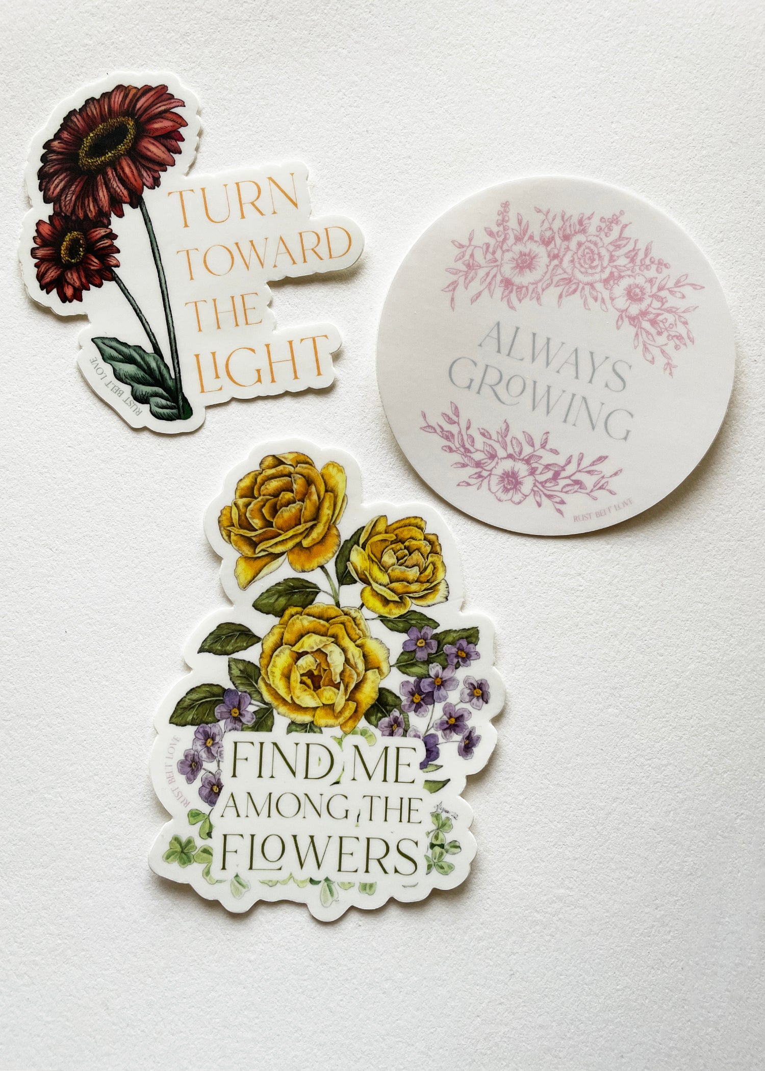 A variety of floral stickers by Rust Belt Love