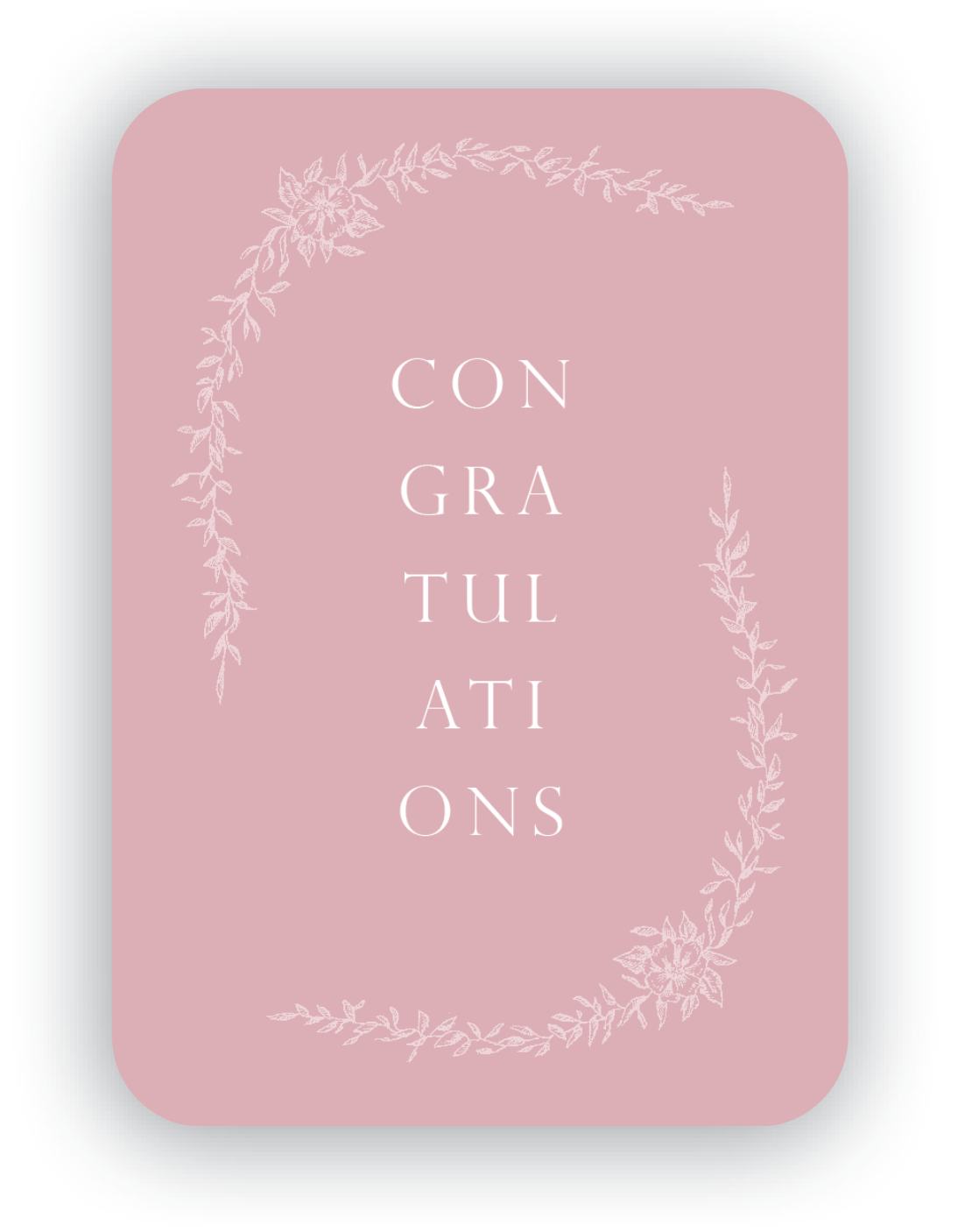 Digital blush mini card with florals that says " Congratulations" by Rust Belt Love