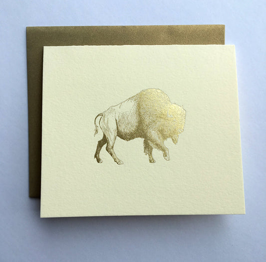 Gold foil letterpress card with Buffalo by Rust Belt Love